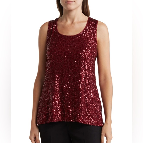 DKNYC Tops - DKNY Burgundy Sequin Sleeveless Top – NWT Size M